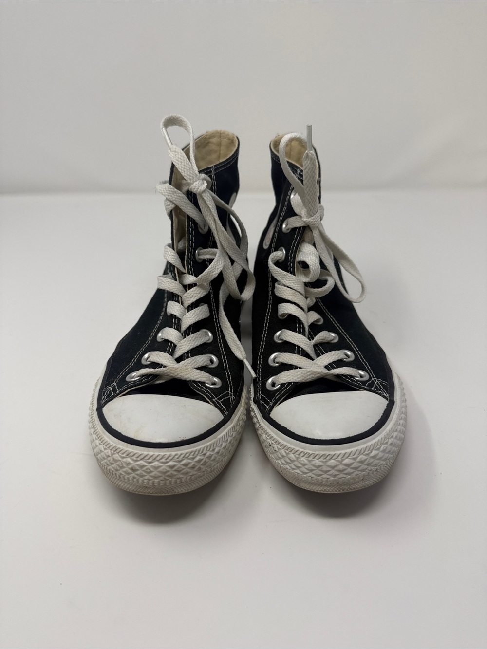 Black High-Top Canvas Sneakers with White Accents